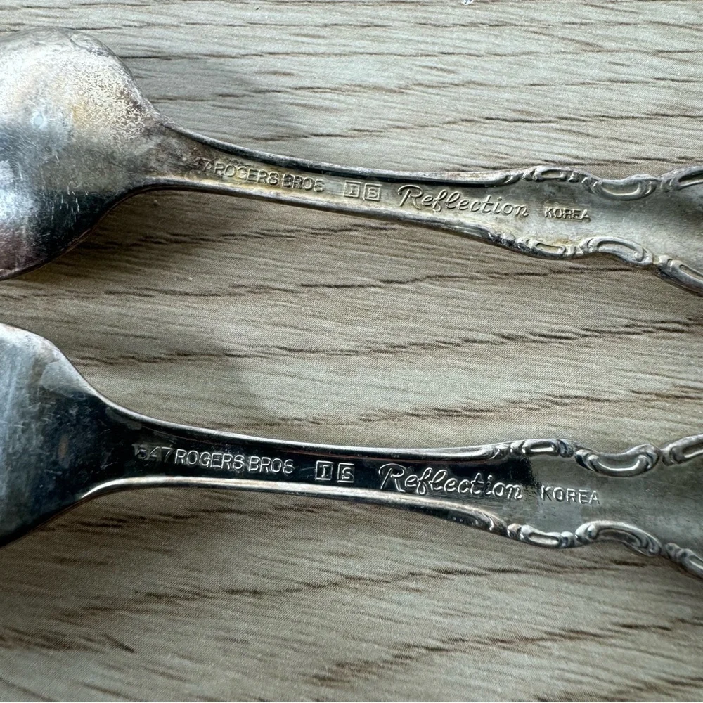 1847 Rogers Bros I S‎ Silverplated Reflection Baby Spoon & Fork Silverware Set